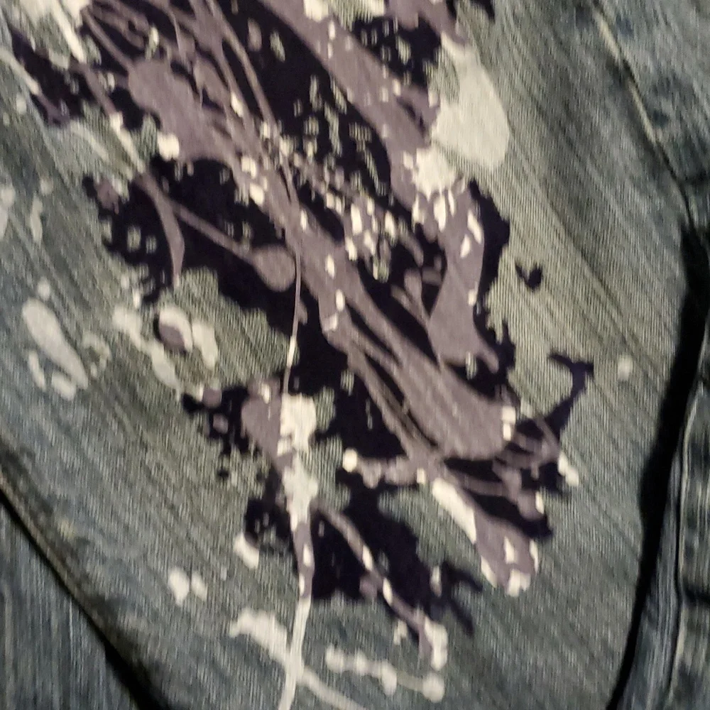 Akademiks Baggy Vintage Jeans Paint Splatter Velvet Feel 36 X 33